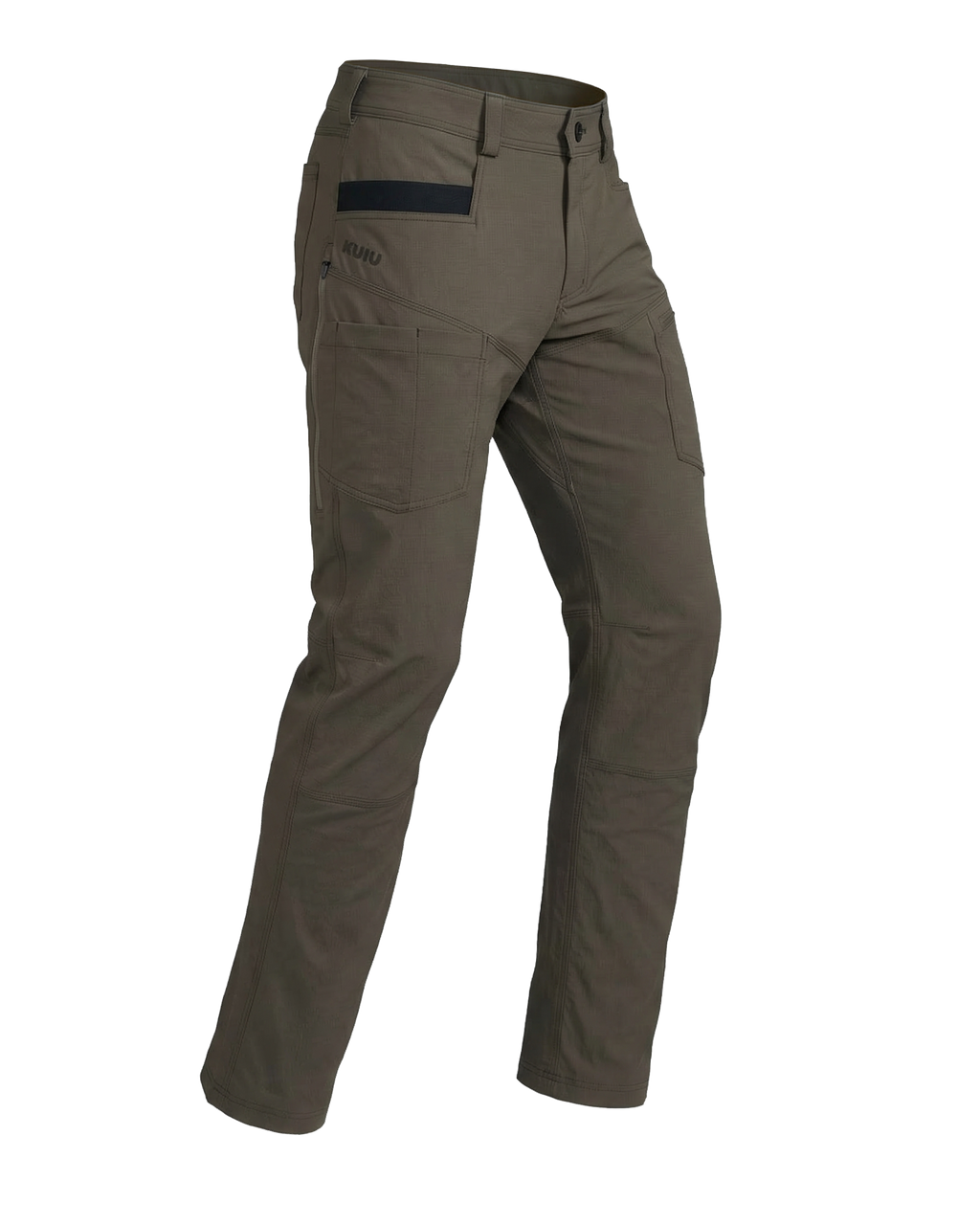 Angled pose highlighting shape and construction of Motive Workgrade Pant in Rodeo Brown
